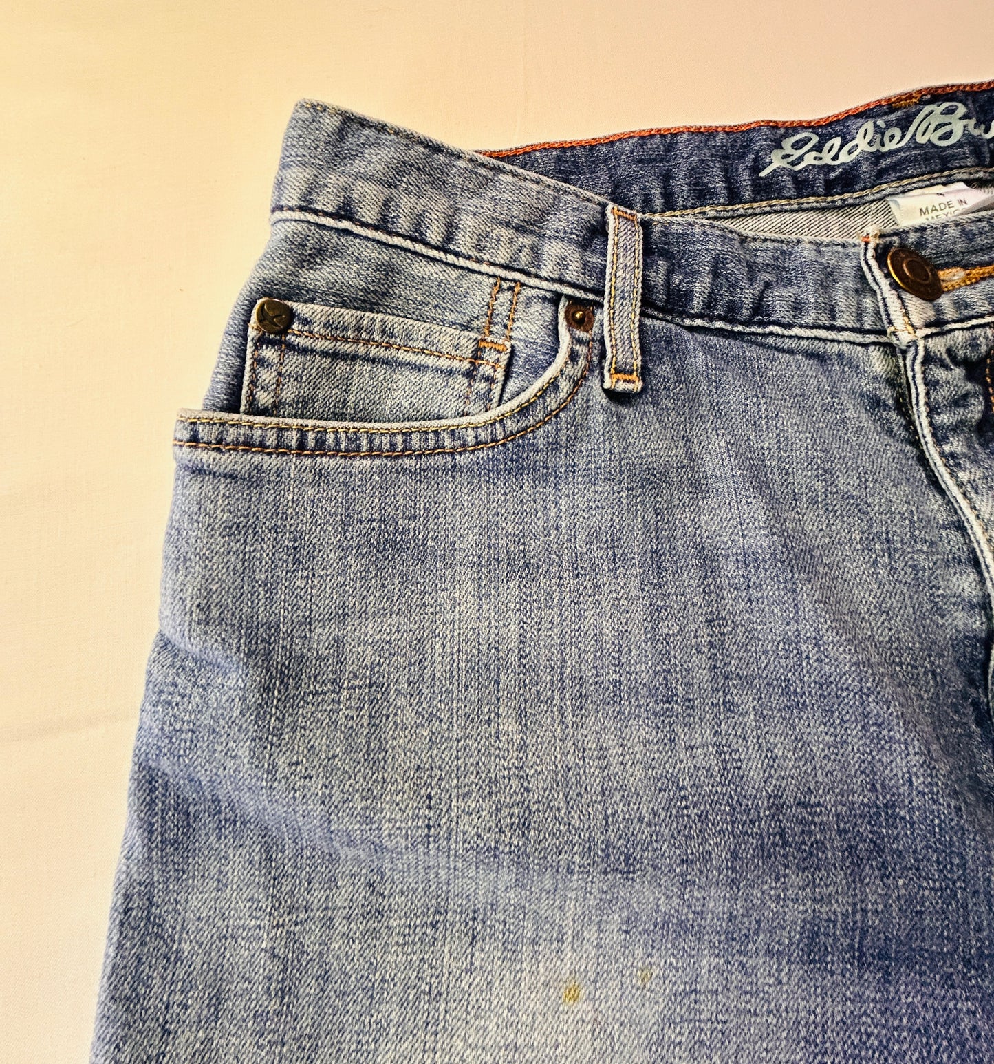 Eddie Bauer Size 4 Blue Denim Boyfriend Cuffed Relaxed Fit Shorts