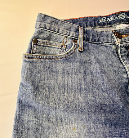 Eddie Bauer Size 4 Blue Denim Boyfriend Cuffed Relaxed Fit Shorts