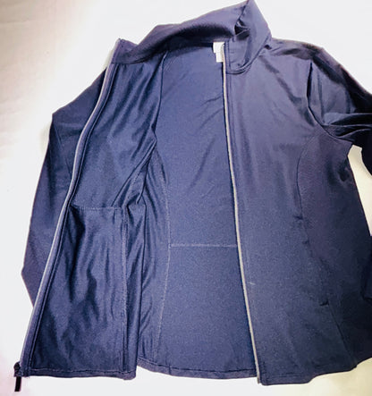 Chico's Zenergy Jacket Size 8 Navy Full Zip Athletic Travel Jacket