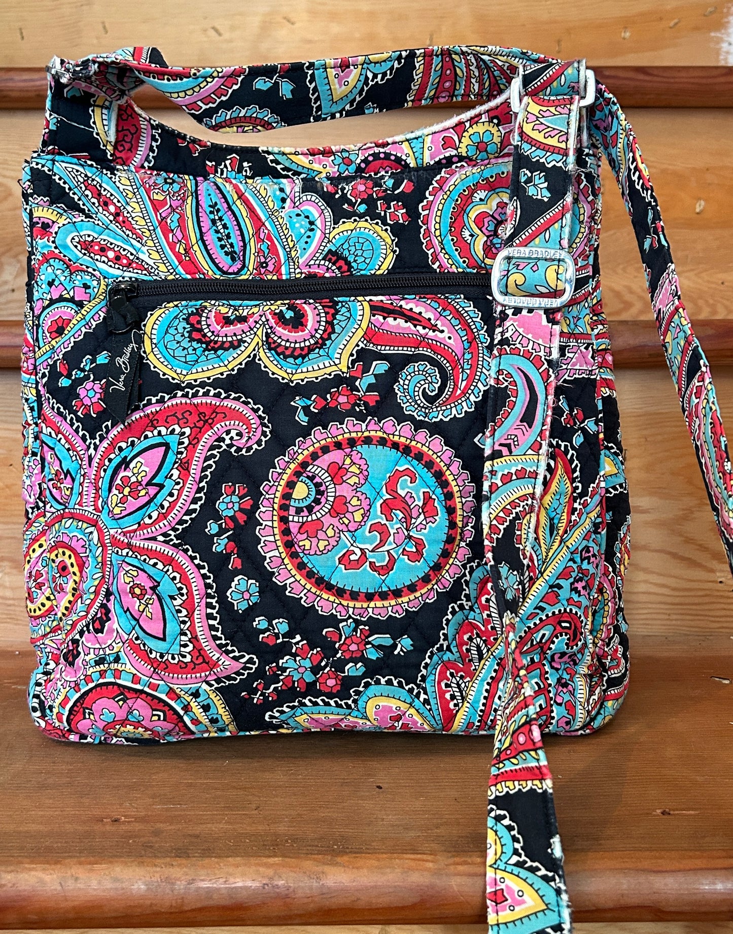 Vera Bradley Paisley Crossbody Messenger Bag Quilted Cotton Pink Blue Black