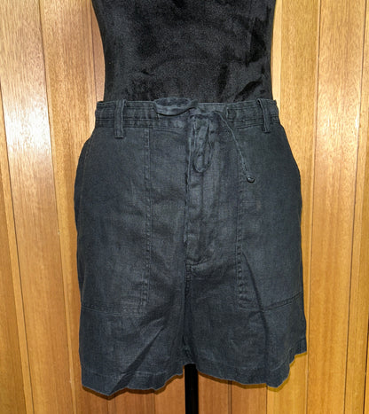 Eddie Bauer 100% Linen Shorts Women's Size 10 Black Drawstring Casual