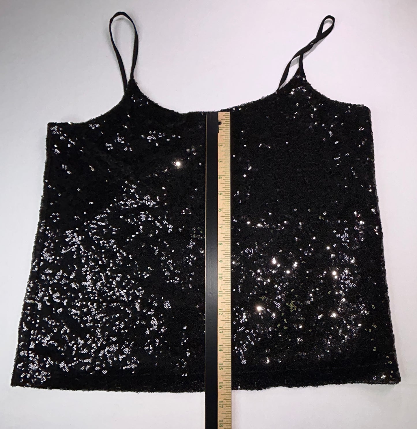Joe Fresh Black Sequin Tank Top Women's Large Layered Party Holiday Cami