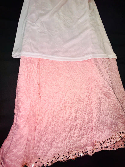 Pink Velvet Sequence Long Skirt Size 4xl
