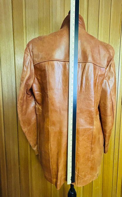 Vintage 70s Men's Cresco Leather Jacket Tan/Cognac Size 42 Men