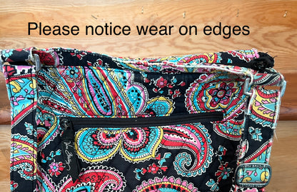 Vera Bradley Paisley Crossbody Messenger Bag Quilted Cotton Pink Blue Black