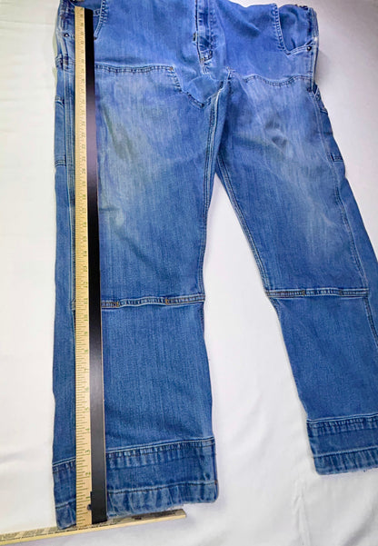 Carhartt Bib Overalls Men's 44x30 Light Wash Denim Carpenter Workwear Y2K