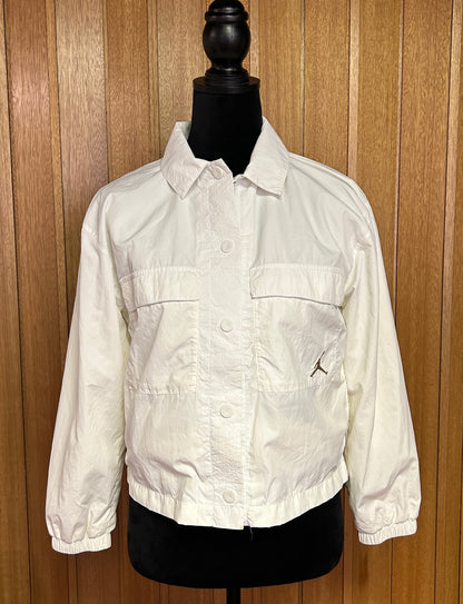 Nike Jordan Flight Windbreaker Jacket White Youth Large Jumpman Snap Front