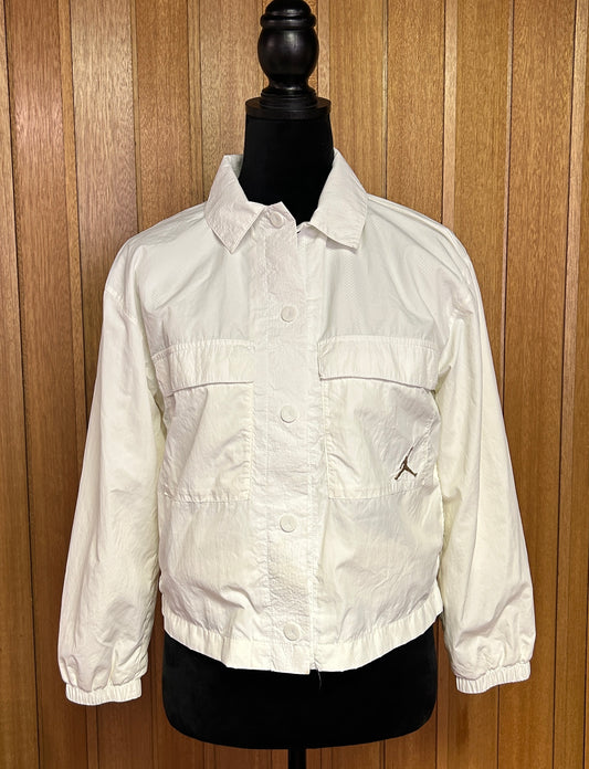 Nike Jordan Flight Windbreaker Jacket White Youth Large Jumpman Snap Front