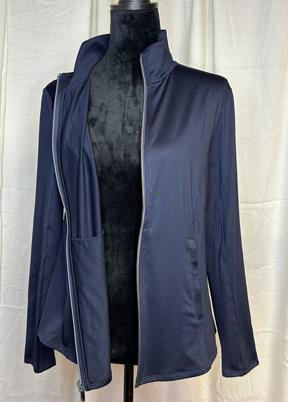 Chico's Zenergy Jacket Size 8 Navy Full Zip Athletic Travel Jacket