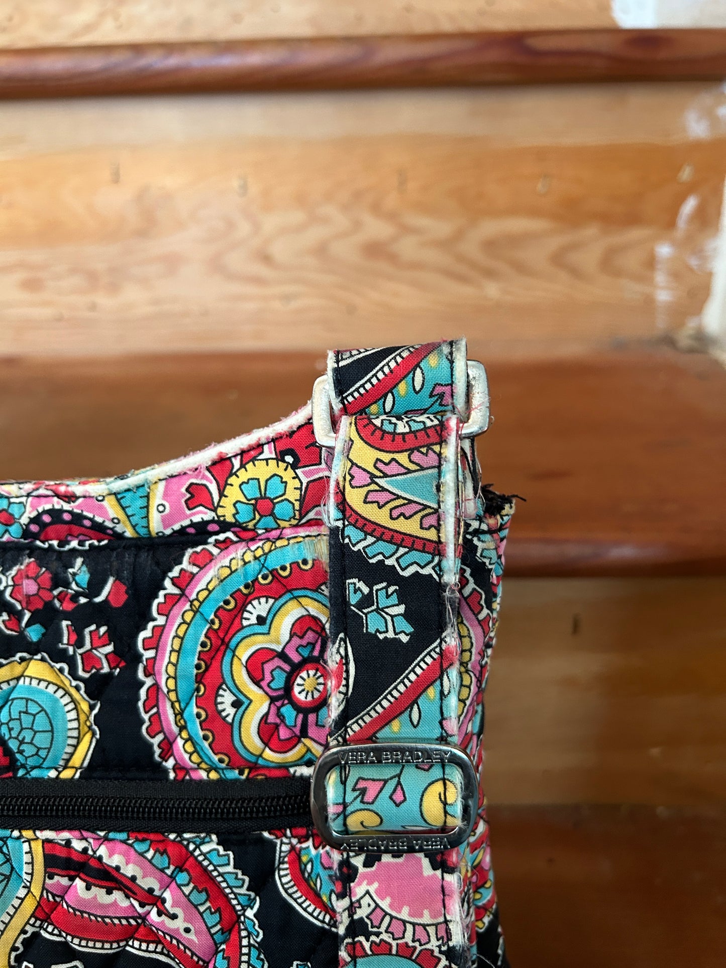 Vera Bradley Paisley Crossbody Messenger Bag Quilted Cotton Pink Blue Black