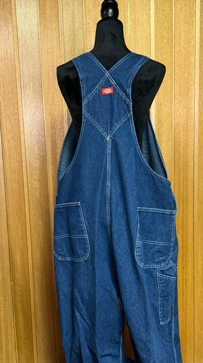 Dickies Denim Bib Overalls 44x30 Carpenter Workwear Blue Jeans Overalls