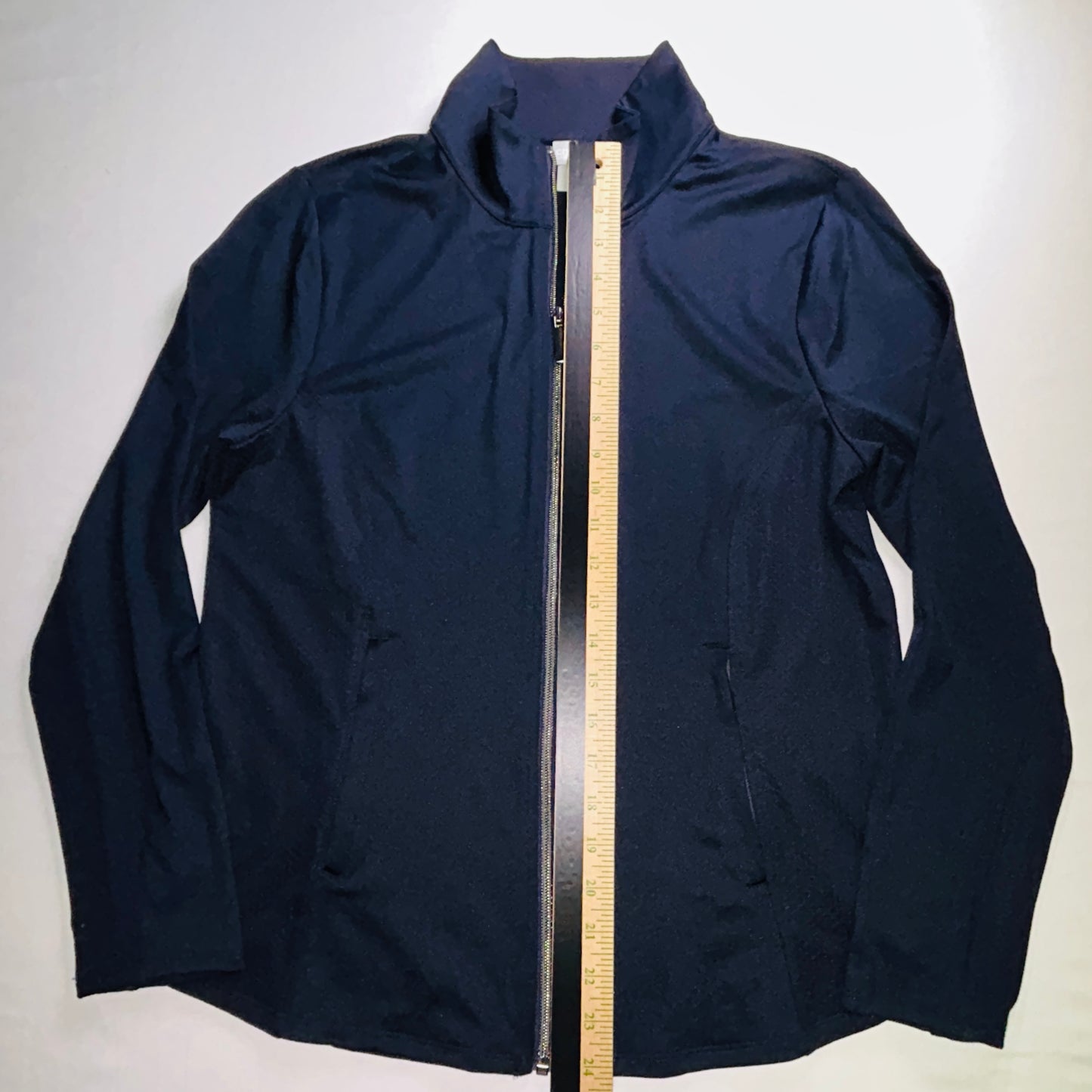 Chico's Zenergy Jacket Size 8 Navy Full Zip Athletic Travel Jacket