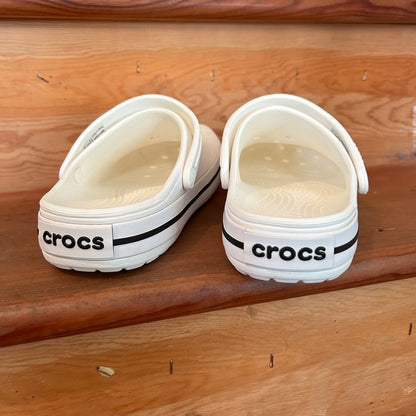 Crocs Classic Clog White Black Stripe Unisex Comfort Shoes Size M7 W9 Preowned