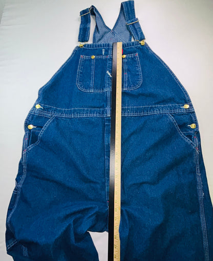 Dickies Denim Bib Overalls 44x30 Carpenter Workwear Blue Jeans Overalls