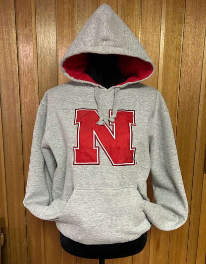Nebraska Cornhuskers Hoodie Small Gray Red J.America Sportswear Pullover Sweatshirt