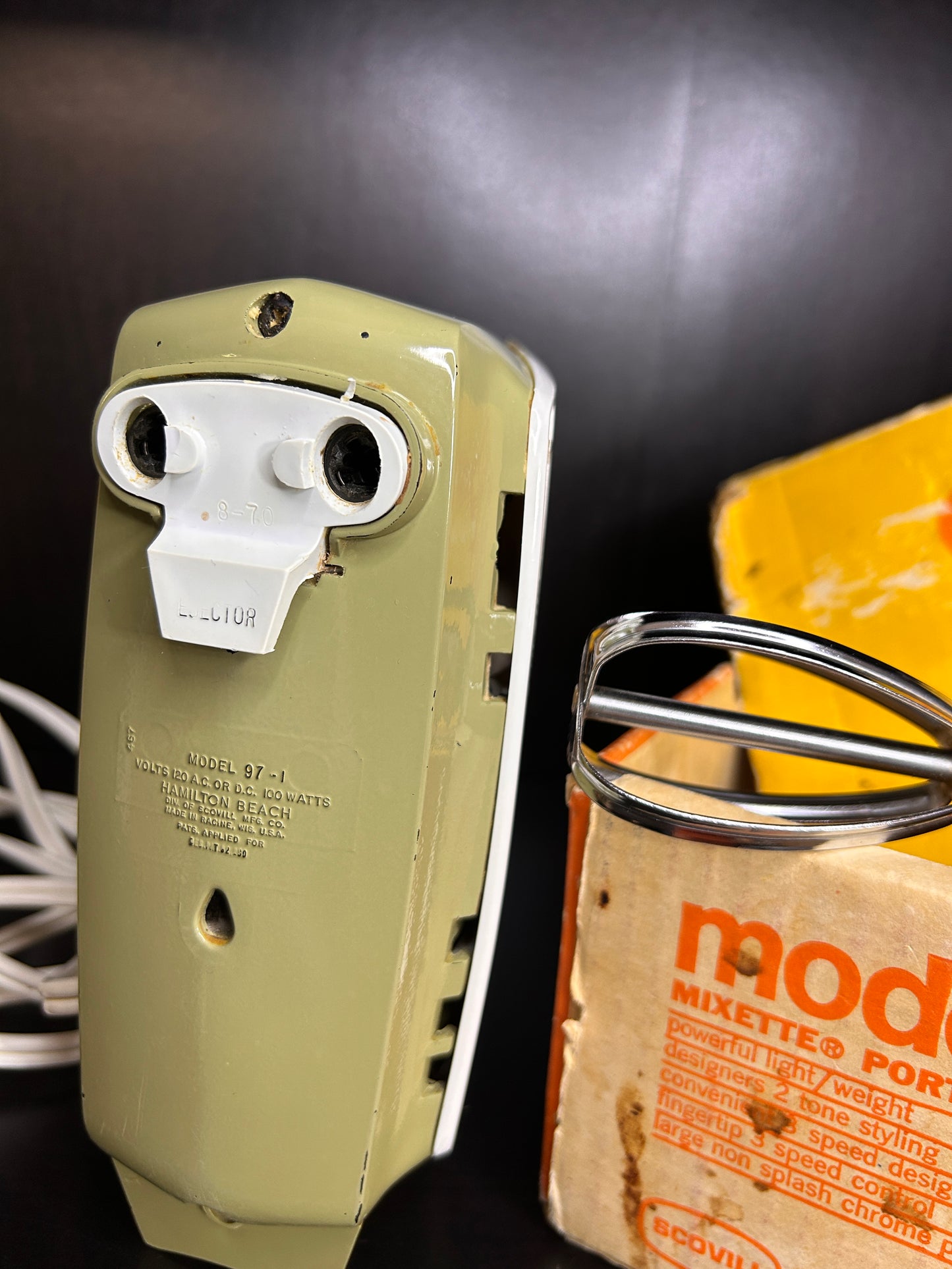 Vintage Hamilton Beach Model 97 Mixette Hand Mixer with Box & Manual – Working 1970 Kitchen Appliance