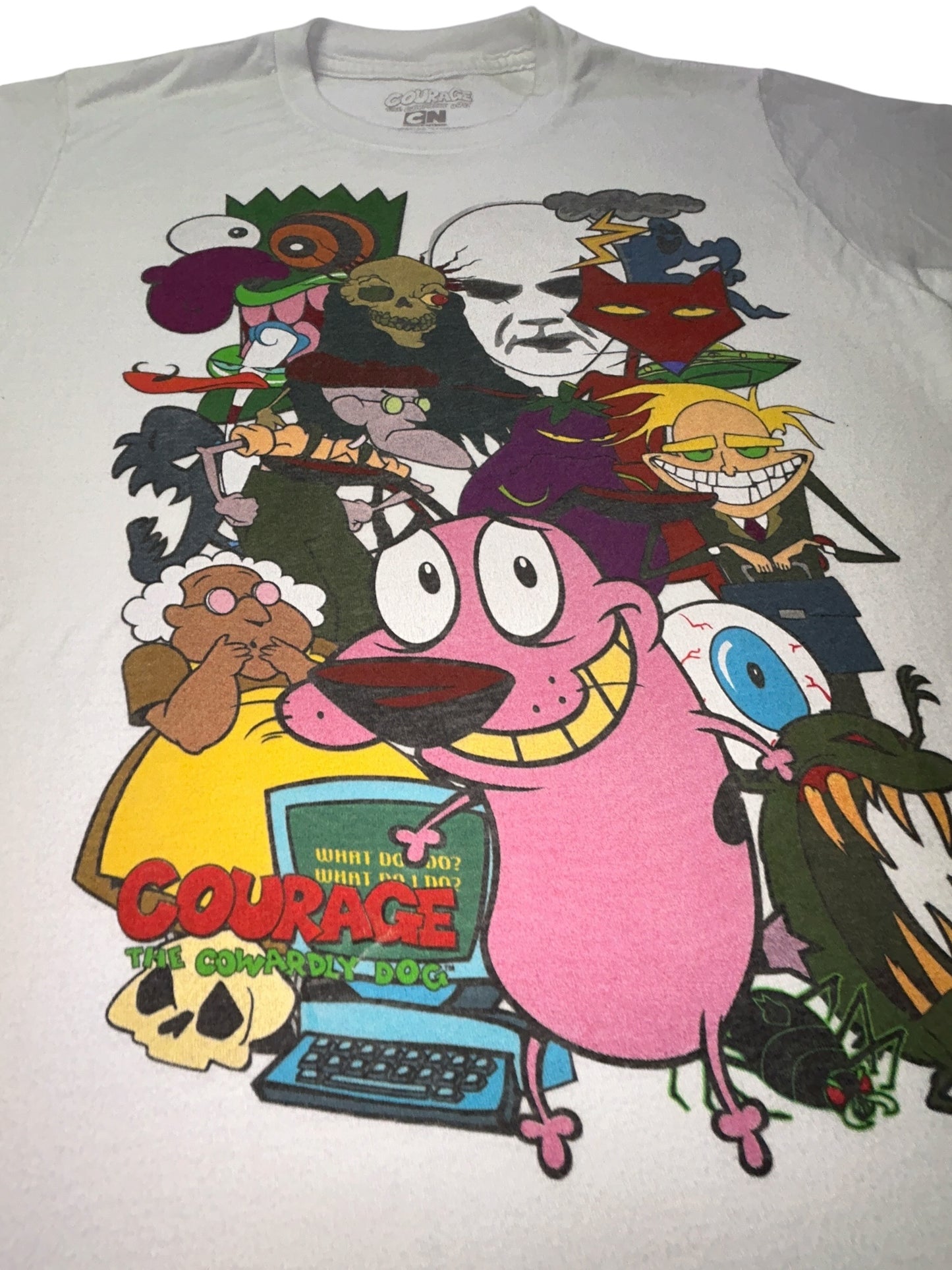 Courage The Cowardly Dog Cartoon Network Graphic T Shirt White Small
