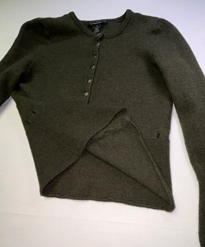 Sarah Spencer 100% Merino Wool Cardigan Olive Green Button Front Small