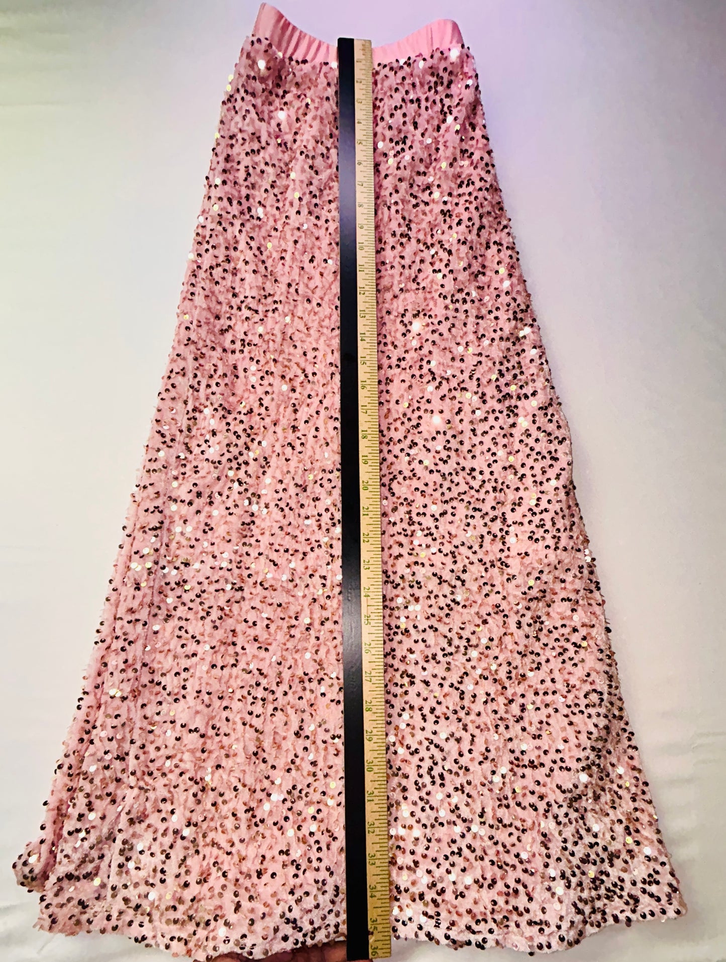 Pink Velvet Sequence Long Skirt Size 4xl