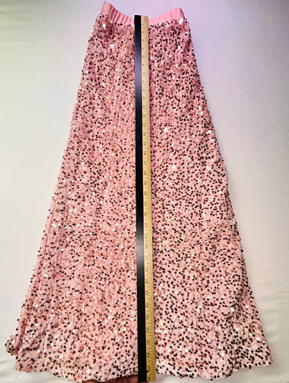 Pink Velvet Sequence Long Skirt Size 4xl