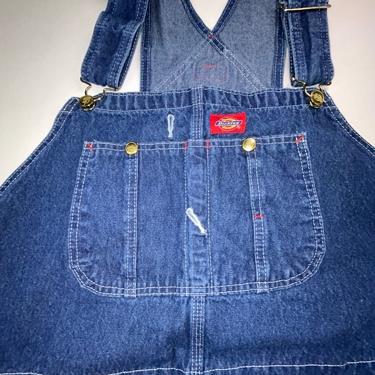 Dickies Denim Bib Overalls 44x30 Carpenter Workwear Blue Jeans Overalls
