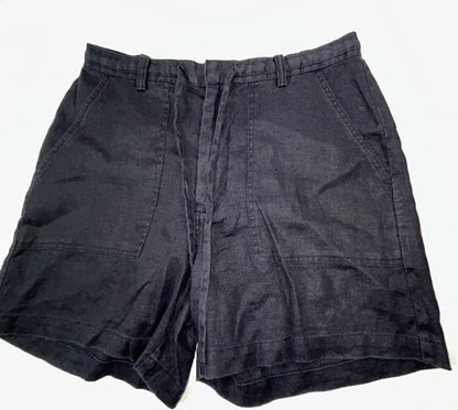 Eddie Bauer 100% Linen Shorts Women's Size 10 Black Drawstring Casual