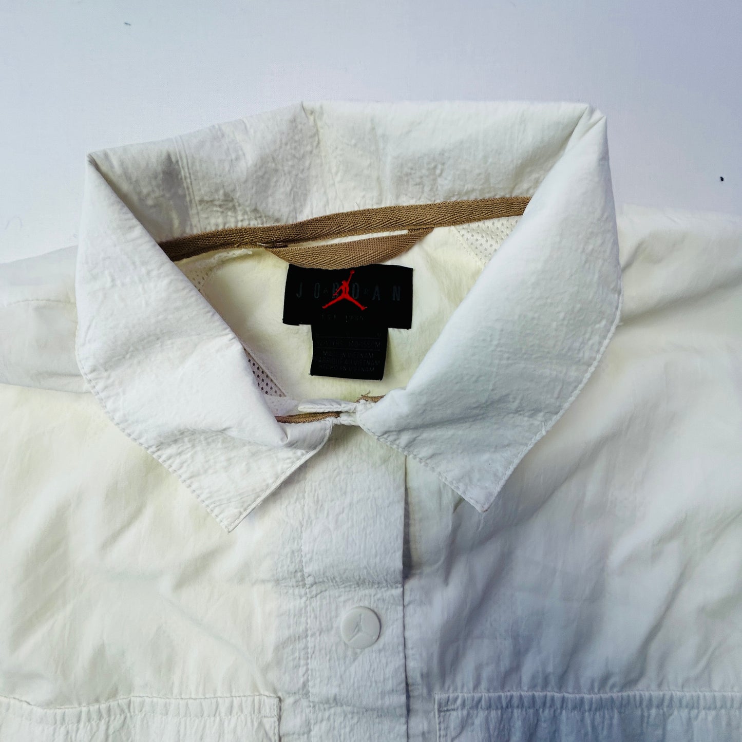 Nike Jordan Flight Windbreaker Jacket White Youth Large Jumpman Snap Front
