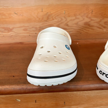 Crocs Classic Clog White Black Stripe Unisex Comfort Shoes Size M7 W9 Preowned