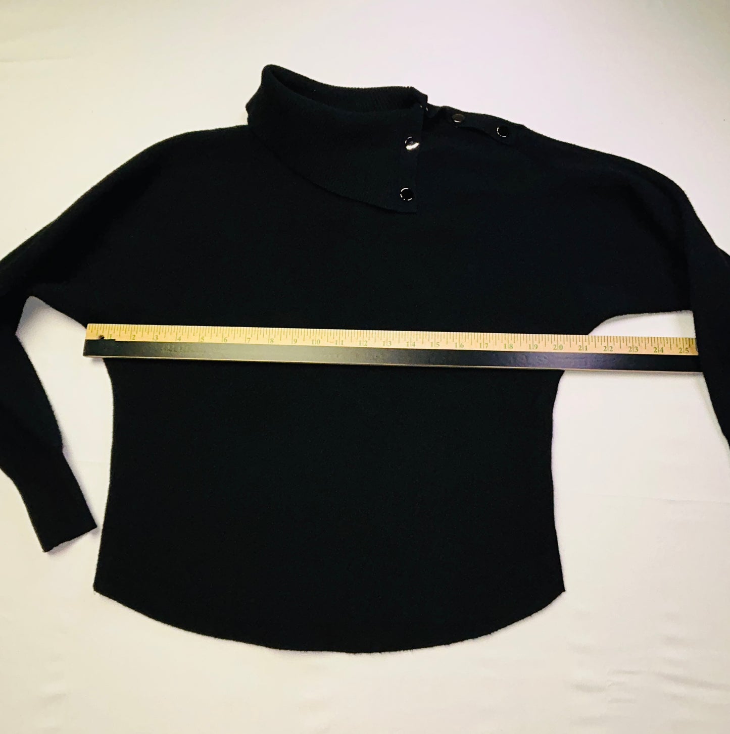 Nicole Miller New York Black Cowl Neck Sweater Button Detail Women's Medium