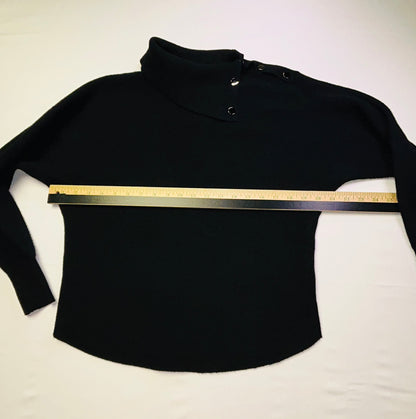 Nicole Miller New York Black Cowl Neck Sweater Button Detail Women's Medium