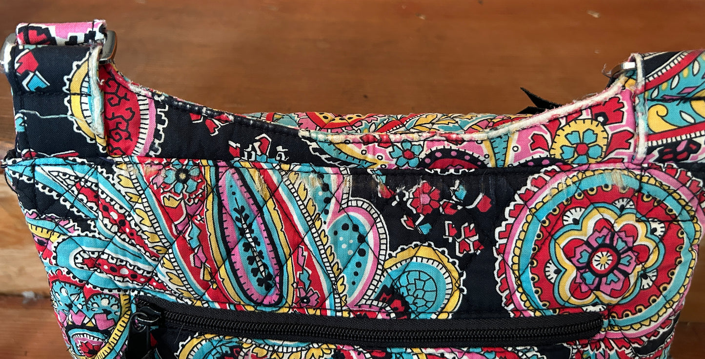 Vera Bradley Paisley Crossbody Messenger Bag Quilted Cotton Pink Blue Black