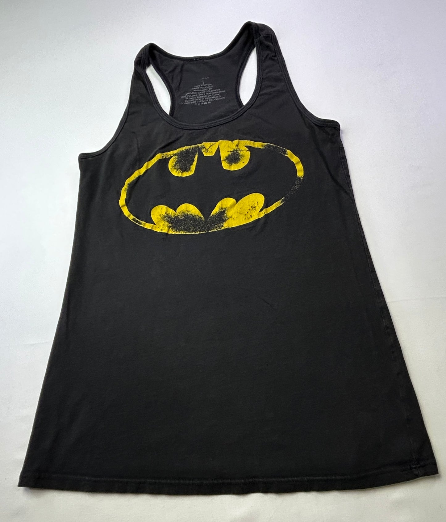 Batman Logo Racerback Tank Top Black Graphic DC Comics Women's Size Small