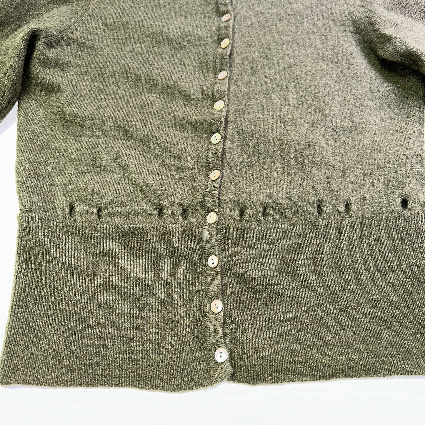Sarah Spencer 100% Merino Wool Cardigan Olive Green Button Front Small