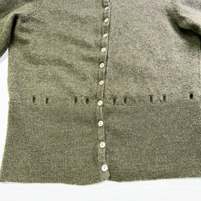 Sarah Spencer 100% Merino Wool Cardigan Olive Green Button Front Small