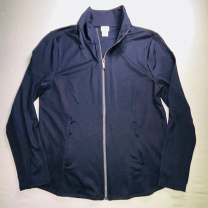 Chico's Zenergy Jacket Size 8 Navy Full Zip Athletic Travel Jacket