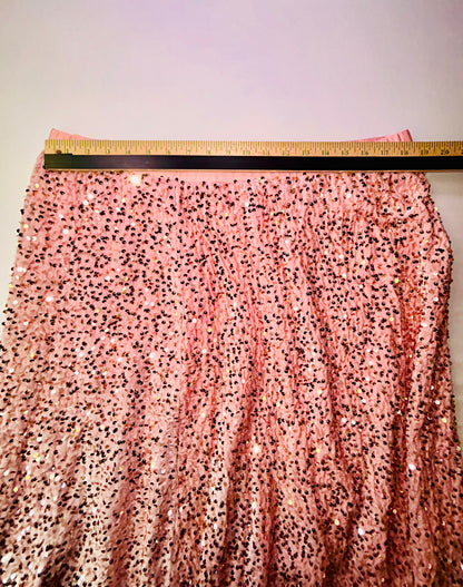 Pink Velvet Sequence Long Skirt Size 4xl