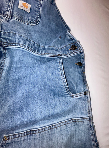 Carhartt Bib Overalls Men's 44x30 Light Wash Denim Carpenter Workwear Y2K