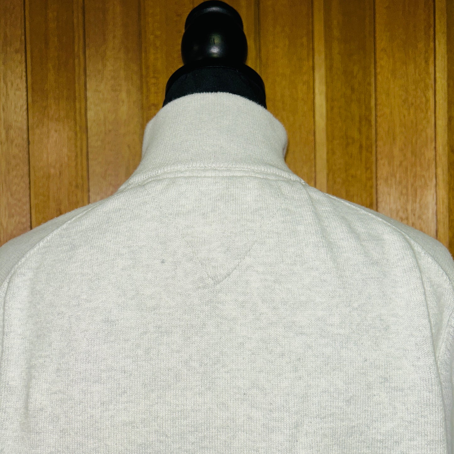 Tommy Hilfiger Quarter Zip Sweater Women's Large Ivory Knit Pullover