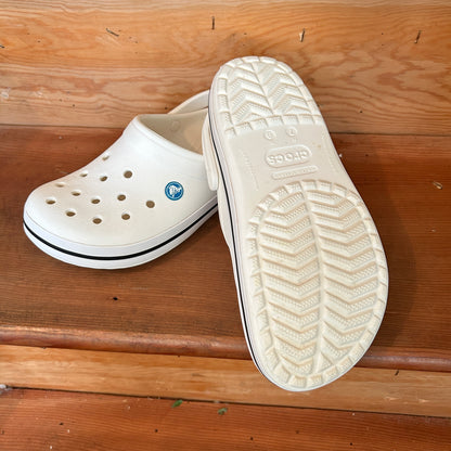 Crocs Classic Clog White Black Stripe Unisex Comfort Shoes Size M7 W9 Preowned