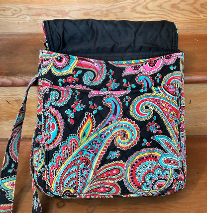 Vera Bradley Paisley Crossbody Messenger Bag Quilted Cotton Pink Blue Black
