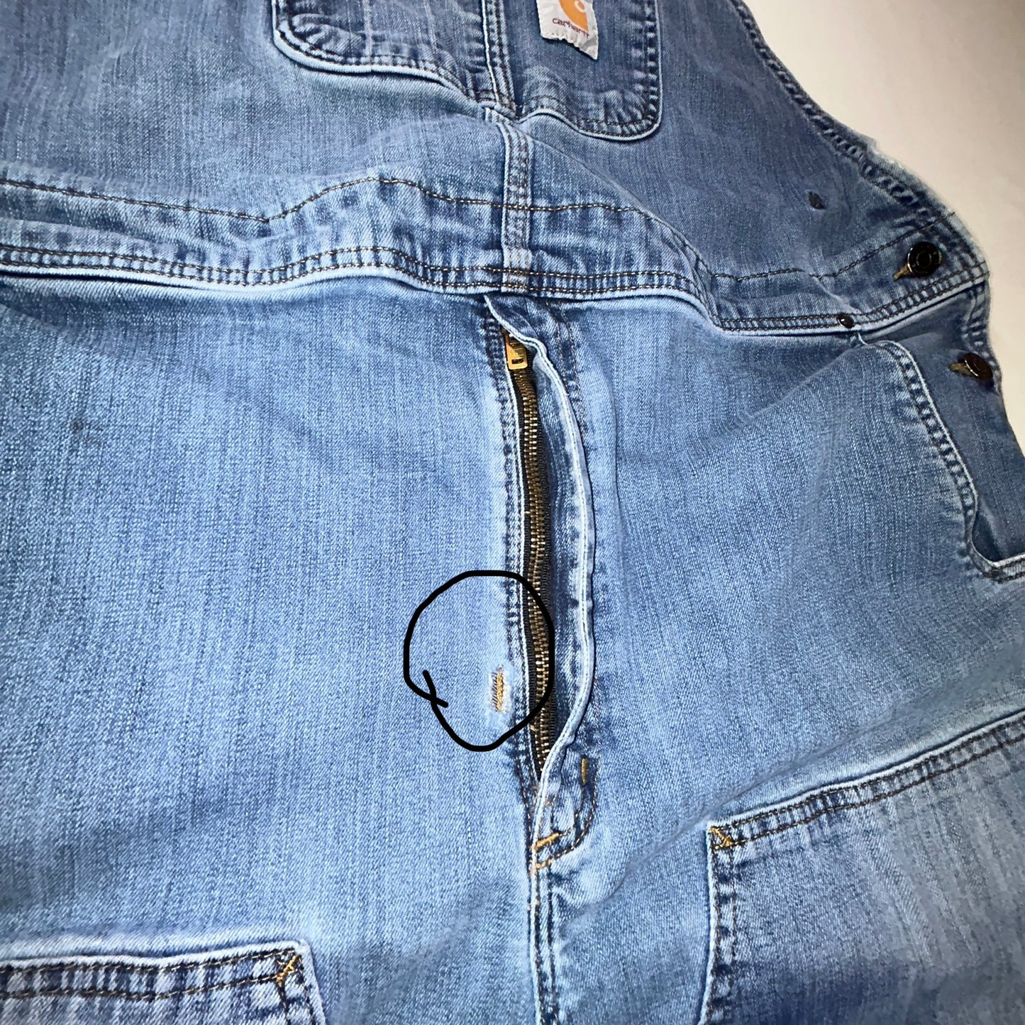 Carhartt Bib Overalls Men's 44x30 Light Wash Denim Carpenter Workwear Y2K