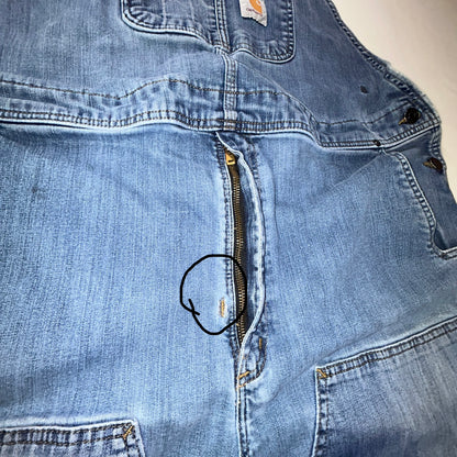 Carhartt Bib Overalls Men's 44x30 Light Wash Denim Carpenter Workwear Y2K