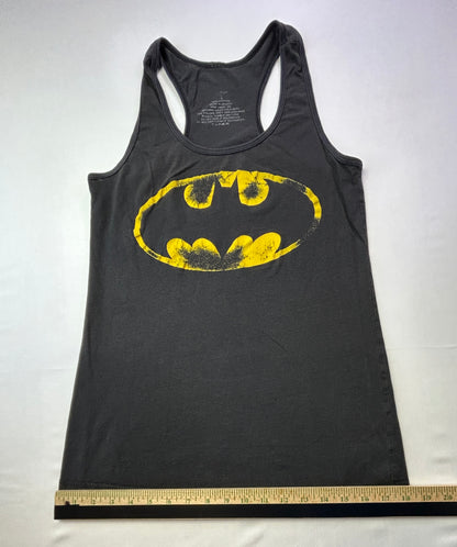 Batman Logo Racerback Tank Top Black Graphic DC Comics Women's Size Small