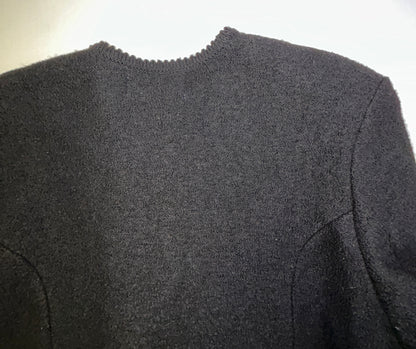Vintage Tally-Ho Black Knit Cardigan Sweater Gold Button Front Women's