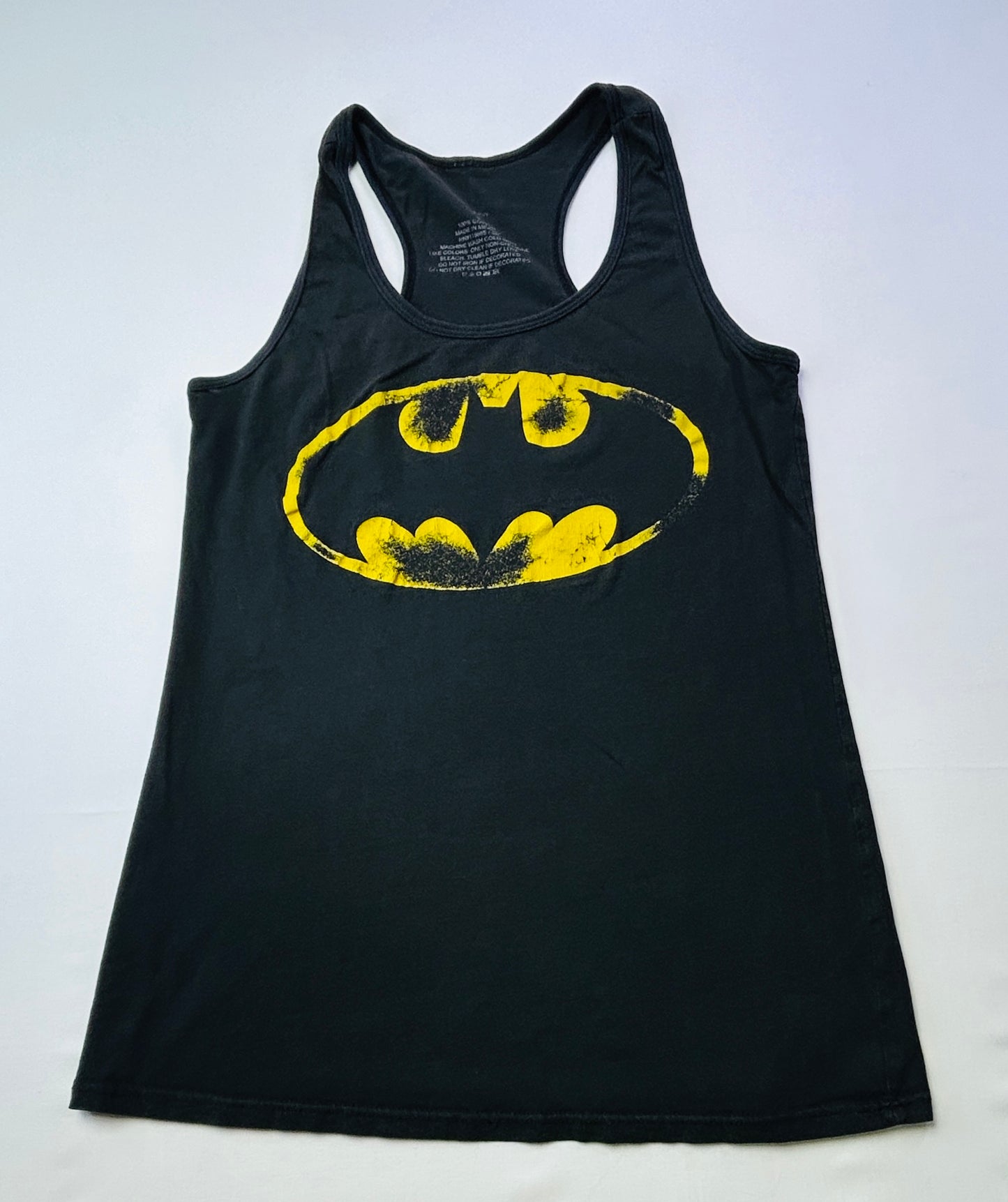 Batman Logo Racerback Tank Top Black Graphic DC Comics Women's Size Small
