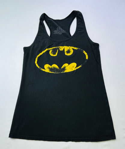 Batman Logo Racerback Tank Top Black Graphic DC Comics Women's Size Small