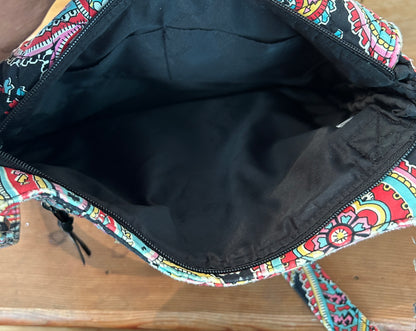 Vera Bradley Paisley Crossbody Messenger Bag Quilted Cotton Pink Blue Black