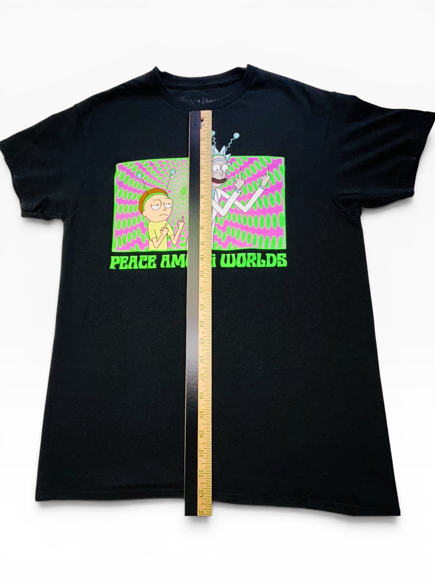 Rick and Morty Peace Among Worlds Adult Swim Graphic T Shirt Black Medium